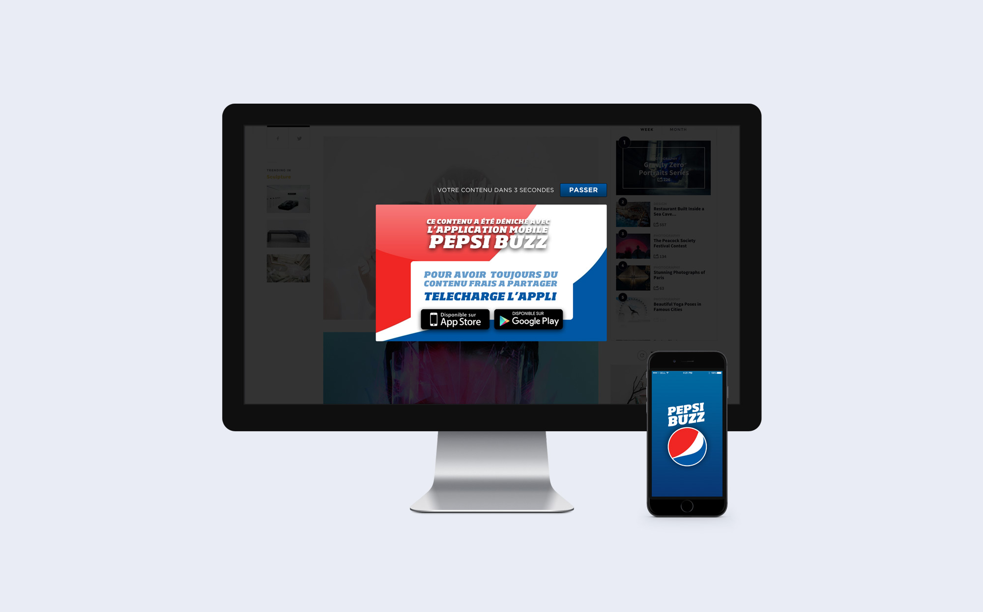 Applications Facebook et application mobile Pepsi